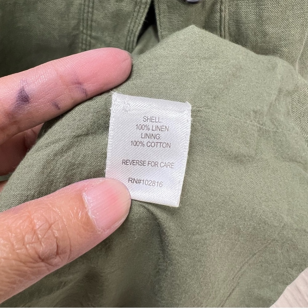 Garnet Hill Relaxed Linen Top Coat Jacket Green Size 16 - Picture 13 of 16
